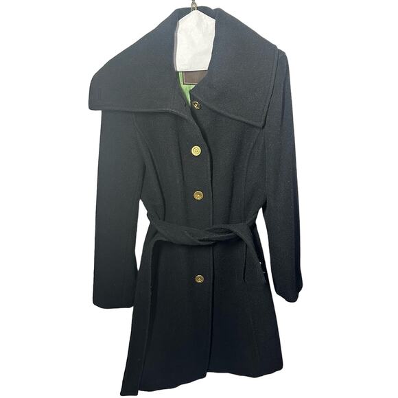 Coach Black Mohair Wool Blend Winter Coat With Belt Size Small Staple Chic